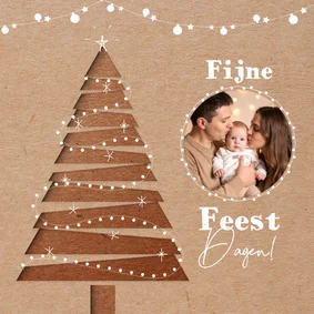 Stijlvolle kerstkaart met foto en 3d kraftpapier effect