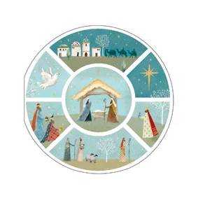 Stijlvolle kerstkaart met het Kerstverhaal ;rond