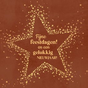 Stijlvolle kerstkaart roestbruin met sprankelende sterren