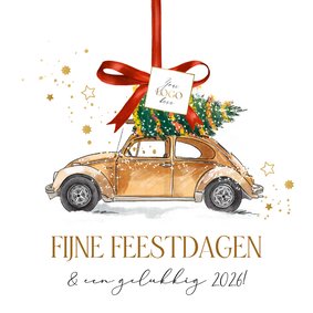 Stijlvolle kerstkaart zakelijk illustratie auto logo strik