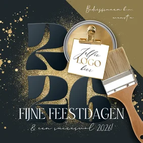 Stijlvolle kerstkaart zakelijk schilder jaartal verf goud