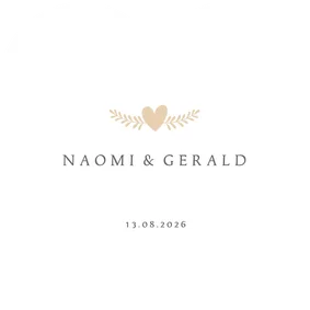 Stijlvolle klassieke minimalistische trouwkaart in hartvorm