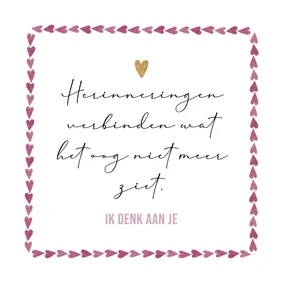 Stijlvolle moederdagkaart overleden moeder hartjes waterverf