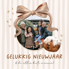 Stijlvolle nieuwjaarsjaar streep strik watercolor oliebol