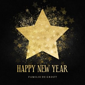 Stijlvolle nieuwjaarskaart gouden ster Happy new Year