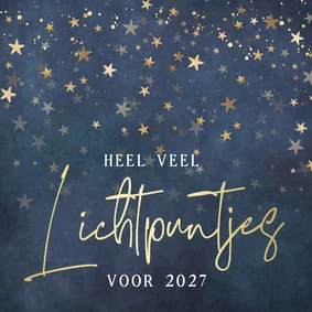 Stijlvolle nieuwjaarskaart met veel sterren als lichtpuntjes
