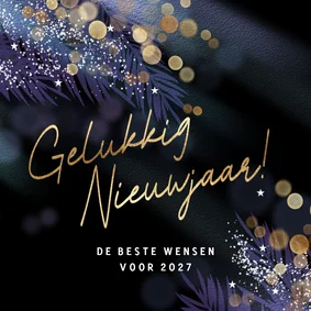 Stijlvolle nieuwjaarskaart sterren en takjes