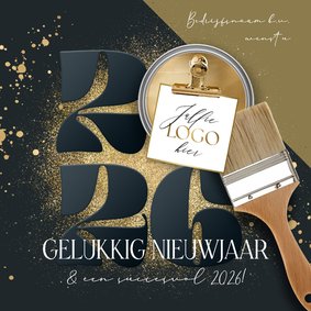 Stijlvolle nieuwjaarskaart zakelijk schilder jaartal goud