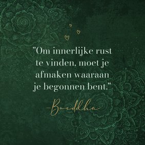 Stijlvolle religiekaart groen boeddha quote