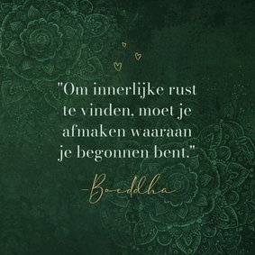 Stijlvolle religiekaart groen boeddha quote