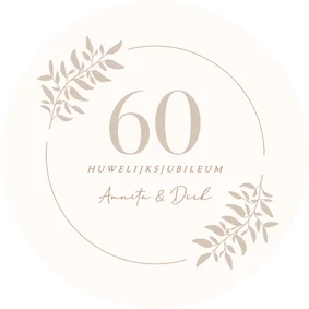 Stijlvolle ronde jubileumkaarten met beige takjes