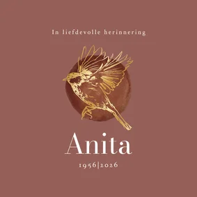 Stijlvolle rouwkaart terra waterverf lijnillustratie vogel