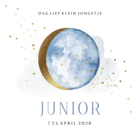 Stijlvolle rouwkaart watercolor sterren goud maan