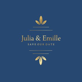 Stijlvolle save our date kaart gouden ornament