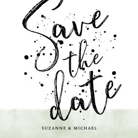 Stijlvolle save the date kaart met waterverf en typografie