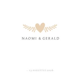 Stijlvolle simpele vierkante uitnodiging huwelijk met hartje