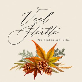 Stijlvolle sterktekaart herfstbladeren dennenappel 