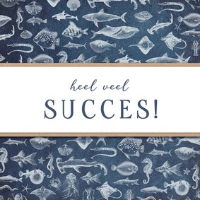 Stijlvolle succes wenskaart met zeedieren en vissen