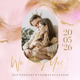 Stijlvolle trouwkaart watercolor bohemian goud foto