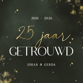 Stijlvolle uitnodiging jubileum 25 jaar getrouwd donkergroen