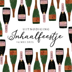 Stijlvolle uitnodiging met champagne illustraties