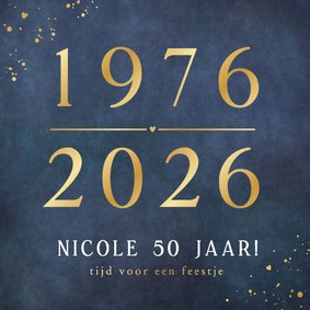 Stijlvolle uitnodiging verjaardag 50 jaar met foliedruk