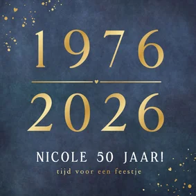 Stijlvolle uitnodiging verjaardag 50 jaar met foliedruk