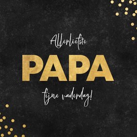 Stijlvolle vaderdag kaart zwarte achtergrond gouden papa