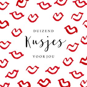 Stijlvolle valentijnskaart met rode kusjes