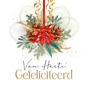 Stijlvolle verjaardagskaart botanisch strik serpentines goud