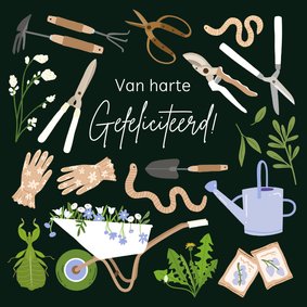 Stijlvolle verjaardagskaart in tuinier thema