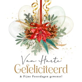 Stijlvolle verjaardagskaart kerst botanische bladeren goud