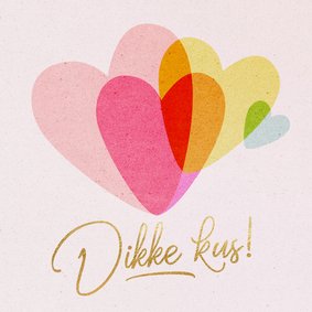 Stijlvolle wenskaart Dikke kus hartjes