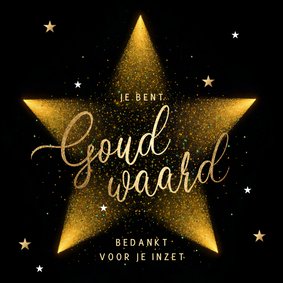 Stijlvolle zakelijke kerstkaart bedankt ster goud waard