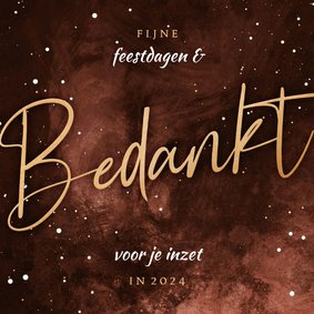 Stijlvolle zakelijke kerstkaart roestkleur bedankt