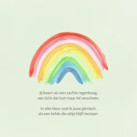 Stilgeboren condoleance kaartje Regenboog met gedichtje
