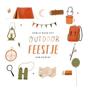 Stoer kinderfeestje outdoor survival kampeer illustratie