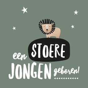 Stoere felicitatiekaart geboorte zoon leeuw