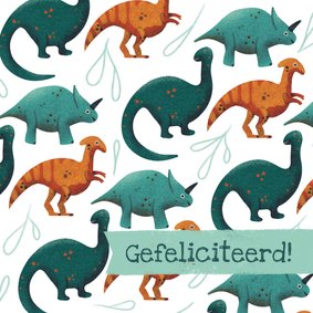 Stoere felicitatiekaart met dino patroon