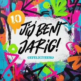 Stoere verjaardagskaart kleurrijke graffiti jarige tiener