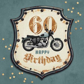 Stoere vintage verjaardagskaart motor sign 60 jaar
