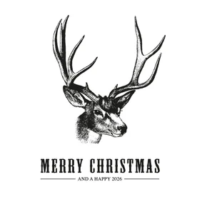 Stoere zakelijke kerstkaart met een illustratie van rendier