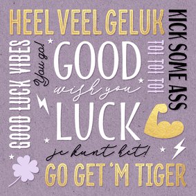 Succes wenskaart Good Luck teksten