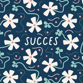 Succeskaart bloemen met klavertje vier