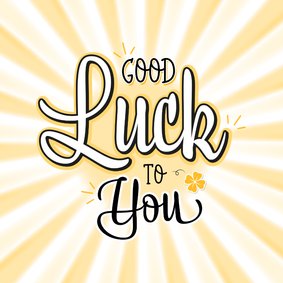 Succeskaart good luck to you handlettering zonnestralen