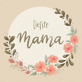 Supermama wenskaart met bloemen illustratie