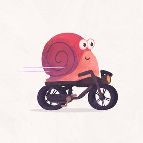 Te laat verjaardagskaart fatbike slak langzaam illustratie