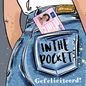 Toffe geslaagdkaart rijbewijs in the pocket jeans spetter
