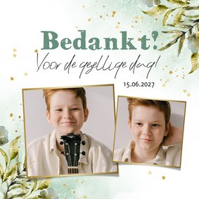 Trendy bedankkaart botanische bladeren watercolour goud