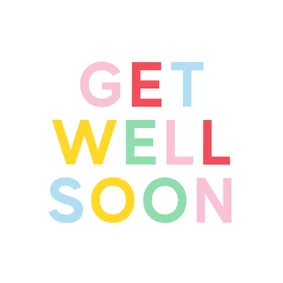 Trendy beterschapskaartje met felle kleurtjes get well soon